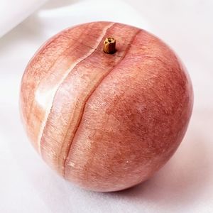 SOLD! Vintage 1970s Alabaster marble apple, pink with natural onyx stripes
